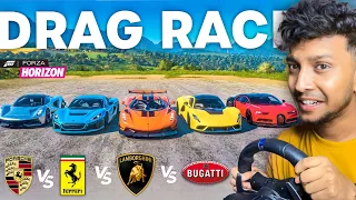 KOENIGSEGG VS LAMBORGHINI VS BUGGATI VS PORSCHE VS FARRARI!🔥 Forza Horizon 5 - LOGITECH G29