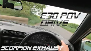 BMW E30 POV Country Road Drive | 1989 E30 320i Touring | Scorpion Exhaust Pure Sound