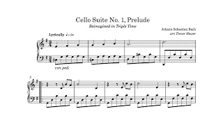 Bach’s Cello Suite No. 1, Prelude (Arranged for Piano in 3/4)