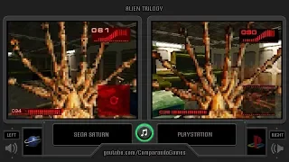 Alien Trilogy (Sega Saturn vs PlayStation) Side by Side Comparison