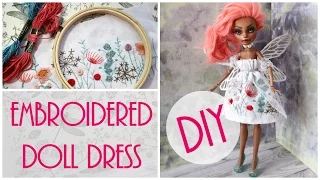 How to Make Doll Dress Easy / DIY Craft Tutorial / Monster High, Barbie, EAH Dolls / Embroidery