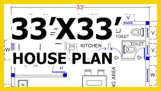 33'X33' House Plans || 1089 Sq. Ft. House Plan Design ||