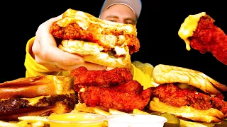 ASMR JUICY Chicken Sandwiches 🥪 Fried Chicken 🍗 Burger 🍔 #mukbang