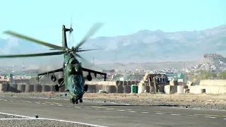 Start Mi-24 z podpory przedniej