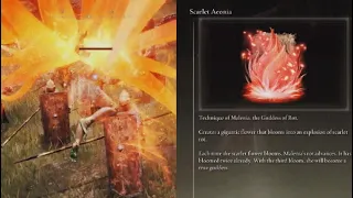 Elden Ring Scarlet Aeonia Boss Spell Location and Demonstration Malenia's Flower Scarlet Rot Boom