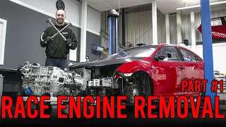 RACECAR ENGINE REMOVAL! | Dream Automotive