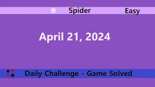 Microsoft Solitaire Collection | Spider Easy | April 21, 2024 | Daily Challenges