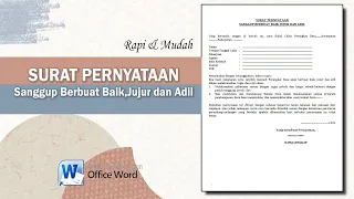 Surat Pernyataan Sanggup Berbuat Baik, Jujur dan Adil || SURAT PERNYATAAN