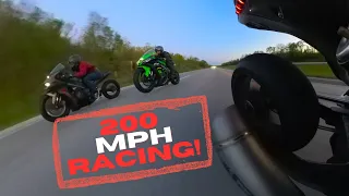 200+ HP ZX10R vs BMW S1000RR *INSANE RACING*