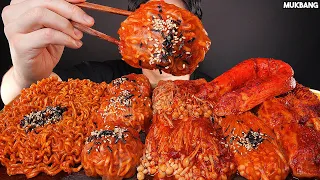 불닭볶음면 불닭쌈 팽이버섯 만두 어묵 먹방 ASMR MUKBANG | SPICY MUSHROOMS & FIRE NOODLES DUMPLING SAUSAGE EATING