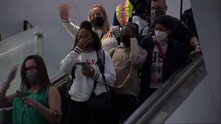 Simone Biles returns home to cheers and hugs