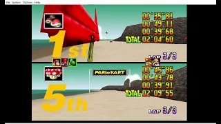 Mario Kart 64 2-Player Grand Prix: Yoshi vs. Luigi (Mushroom Cup)