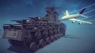 Satisfying Destruction Madness! Land Battleship vs Airbus A380 + Cluster Bomb Strikes | Besiege