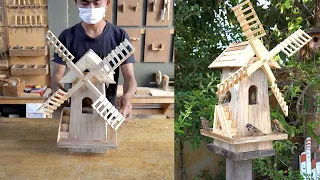 Make DIY Windmill Bird House and Bird Feeder