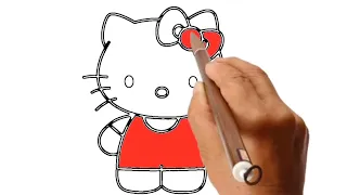 How to make a cute cat easy drawing| cute cat drawing and colour