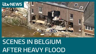 Exclusive footage: Flood-damaged homes and debris-lined streets along river in Belgium | ITV News