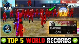 TOP 5 WORLD RECORD IN FREE FIRE⚡⚡ ALL RED CRIMINAL IN ONE GAME- Garena Free fire