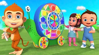 Learn Shapes for Children with Little Baby Fun Play with Wooden Snail Puzzle Toy Set 3D Education