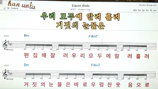 Liquor shorts/Drunken tiger👍노래 반주, 코드 악보,가라오케💋Karaoke*Sheet Music*Chord*MR