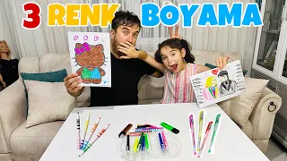 3 RENK BOYAMA CHALLENGE !! 3 COLOR MAKER CHALLENGE !!