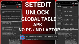 Unlock SetEdit Global Table No Root ! Boost Performance ! Max FPS Fix Lag - No PC