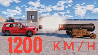 Cars vs Old Cannon #3 | 1200 KM/H | - #beamngdrive