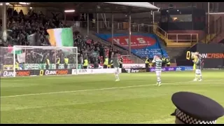 Celtic Fans Celebrating with Kyogo Furuhashi | Dundee United vs Celtic 0-2