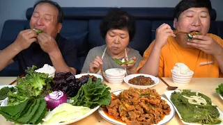 직접 심은 쌈채소와 오리불고기로 쌈밥 한상! (Ssambap, Leaf wraps with Duck Bulgogi) 요리&먹방!! - Mukbang eating show