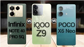 Infinix Note 40 Pro 5GVs iQOO Z9 Vs  Xiaomi Poco X6 Neo
