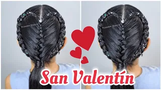 Peinado de corazón facil y bonito para el 14 de febrero 😍❤ | San Valentín 2024 ❤✨