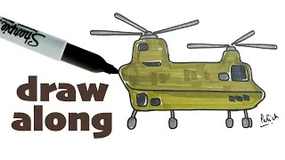 How to draw a military helicopter chinook #artforkids