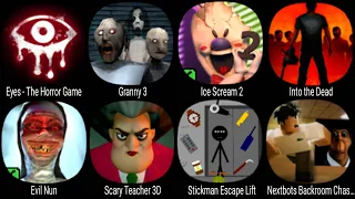 Eyes The Horror Game, Granny 3, Ice Scream 2, Evil Nun, Scary Teacher 3D, Stickman Escape Lift ...