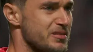 Ukraine soccer star Roman Yaremchuk cries after receiving standing ovation