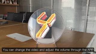 new product 30cm ,desktp 3d hologram led fan ,hologram fan with cover and stand