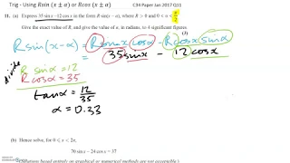 Trig Rsin(x+a)  exam question