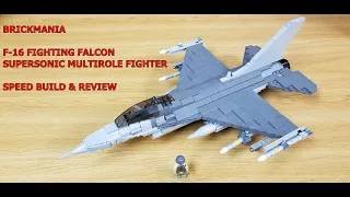 BRICKMANIA F-16 FIGHTING FALCON - SUPERSONIC MULTIROLE FIGHTER, SPEED BUILD & REVIEW.