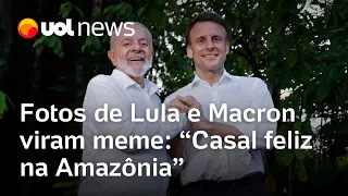 Lula e Macron viram meme por fotos de encontro: 'Casal feliz na Amazônia'