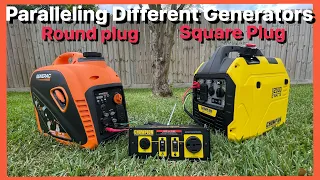 Paralleling different brands 2500W Generators one with Square and the other with Round parallel plug