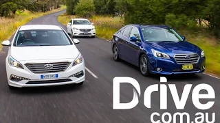 Mazda6 v Subaru Liberty v Hyundai Sonata 2015 | Drive.com.au