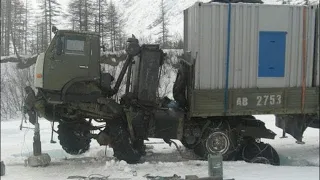 Мастерство и безбашенность водителей тяжелой техники на севере