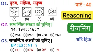 रीजनिंग सेट प्रैक्टिस पार्ट 40 for SSC CGL CPO MTS CHSL GD ALP ARMY NAVY BANK IBPS SBI etc