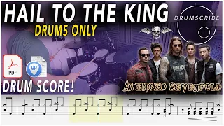 Hail to the King (DRUMS ONLY) - Avenged Sevenfold | DRUM SCORE Sheet Music Play-Along | DRUMSCRIBE