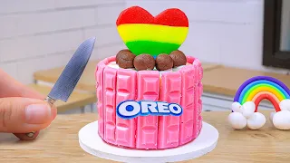 🍫Delicious Miniature Pink Rainbow Chocolate Cake Decorating 🌈🍫Make Chocolate Cake in Mini Kitchen