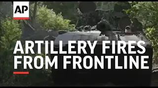 Ukrainian artillery fires from frontline in Kharkiv region