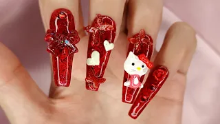 Hello kitty nail art | VALENTINES DAY NAILS