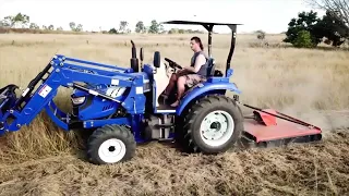 TRIDENT 40HP tractor with 4in1 bucket + slasher + backhoe demo