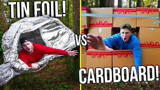 24 Hours Survival Budget Shelters (TIN FOIL vs CARDBOARD!)