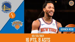 Derrick Rose's Full Game Highlights: 16 PTS, 8 ASTS vs Warriors | 20-21 NBA Season | 02/23/2021