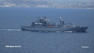 Flagships of Standing NATO Maritime Group 2 during 2016 deployment in Aegean Sea.