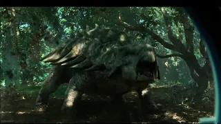 Jurassic world: Indominus rex vs ankylosaurus with healthbars